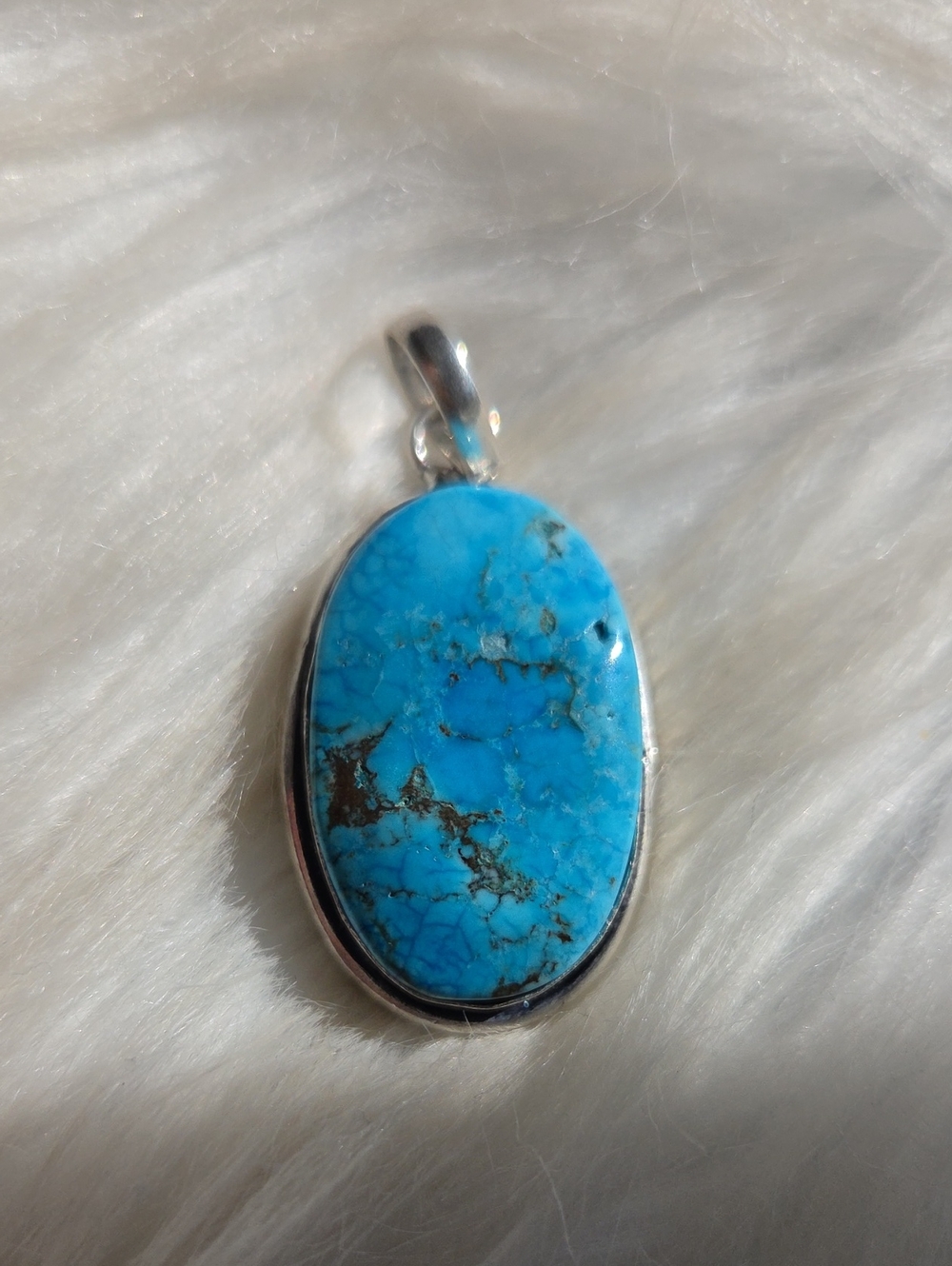 Genuine Turquoise Silver Plated 925 Gemstone Necklace Pendant